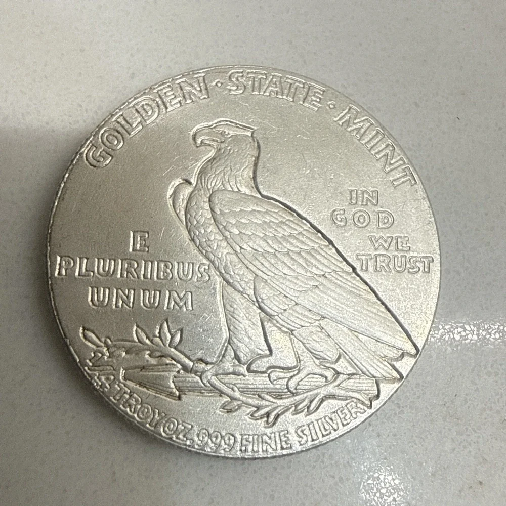 Incuse Indian Head 1/4 oz (7.8g) .999 Fine Silver Fractional Round Fast Shipping
